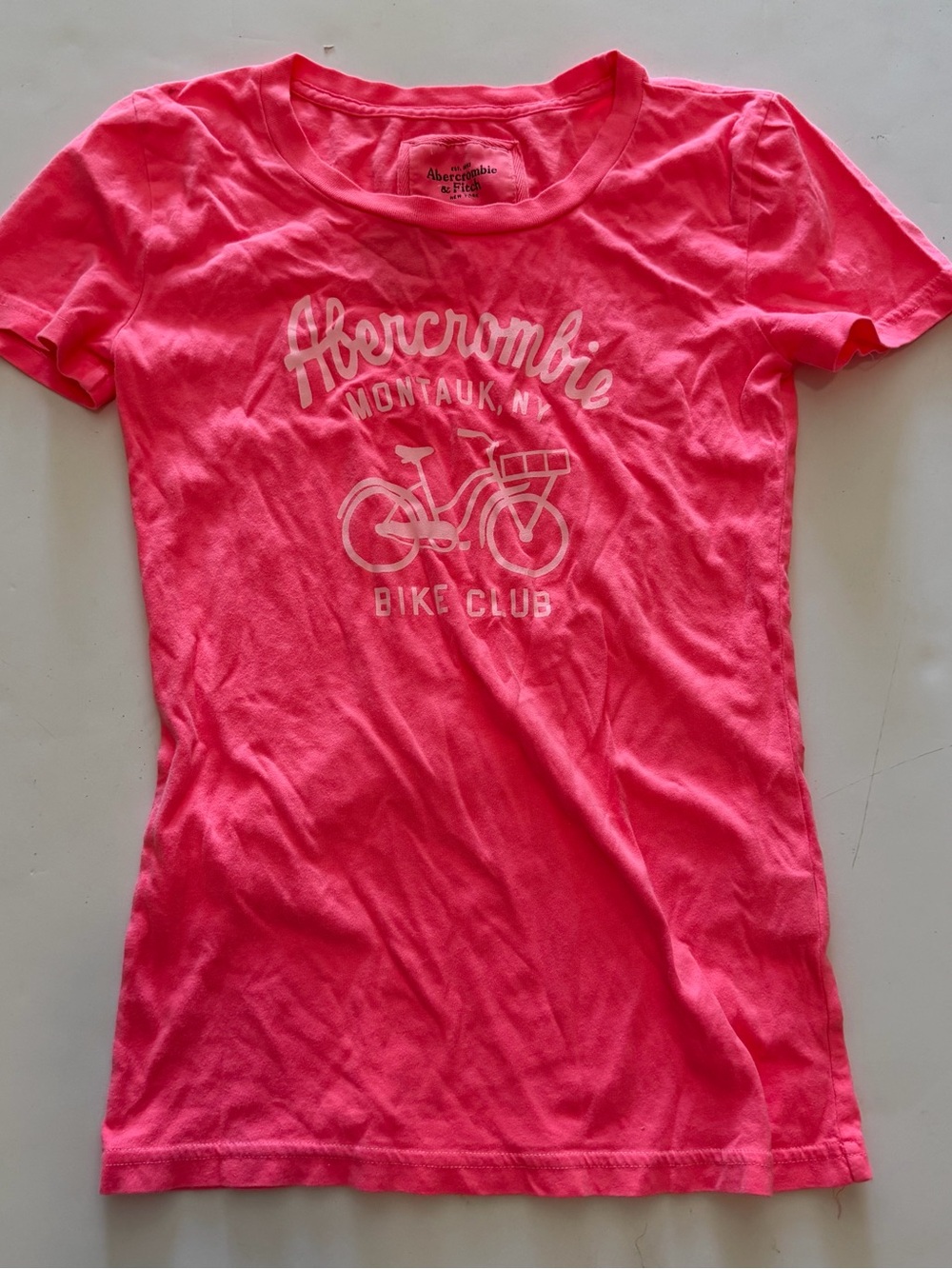 Abercrombie & Fitch Bright Pink Bike Club Graphic Tee
